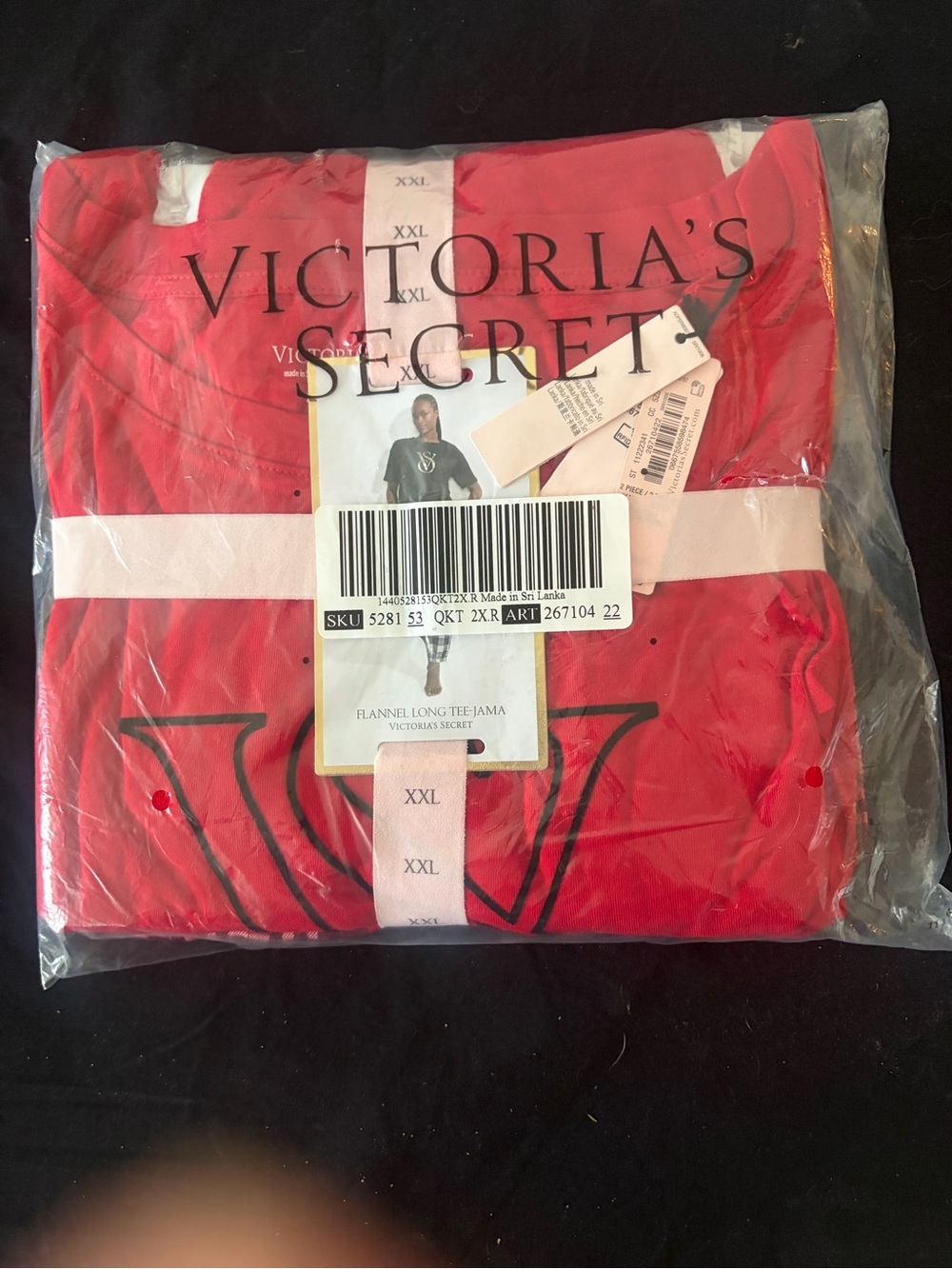 Victoria's Secret Red Long Sleeve Flannel Tee